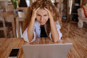 woman looking at the computer