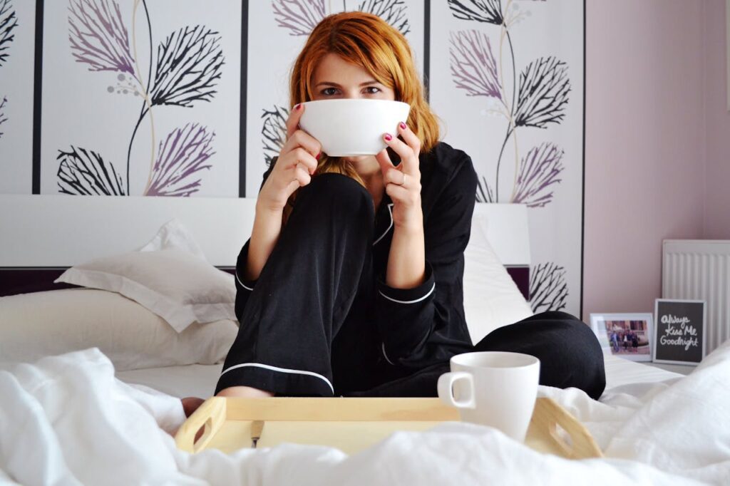 A woman enjoying her morning routine, thinking about treatments for self-esteem challenges