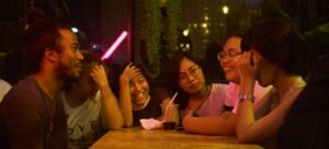 a group of friends laughing together